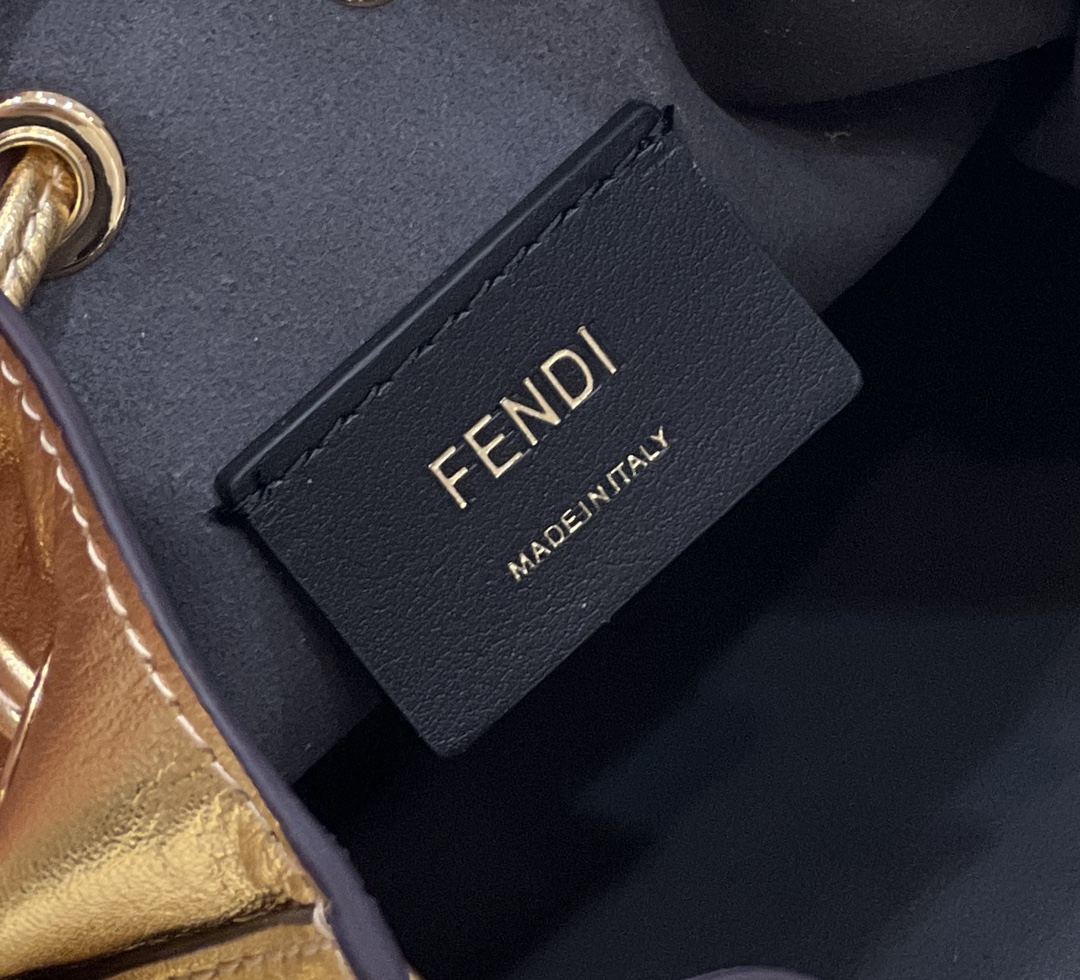 Fendi Mini Mon Tresor Leather Shoulder Bag Gold